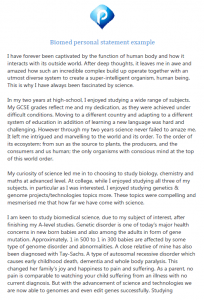 College personal statement examples 250 words picture