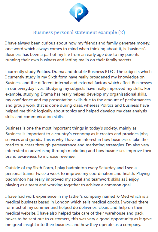 business management personal statement structure