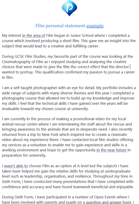 Film personal statement example preview