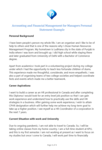 human resource degree personal statement