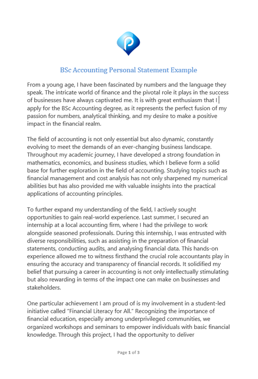 sample personal statement for finance and accounting