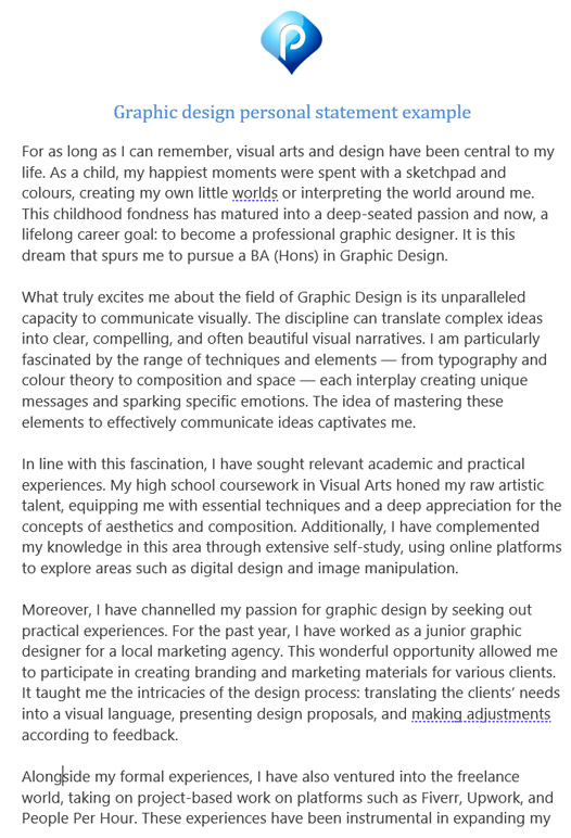 Preview of Graphic Design personal statement example