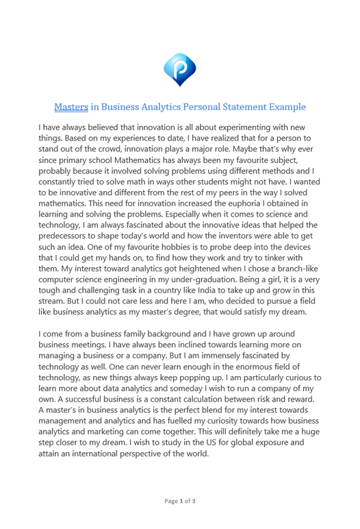 personal statement for a business degree